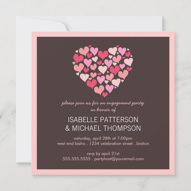 Många inbjudningar till Förlovningsfesten Hearts K (Framsida)