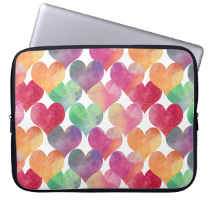 Många Kärlek i Hearts Watercolor Laptop Fodral
