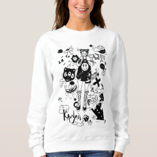 manga kawaii black and white tee