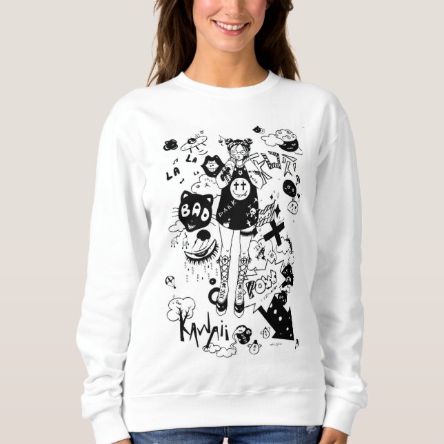 manga kawaii black and white tee (Framsida)