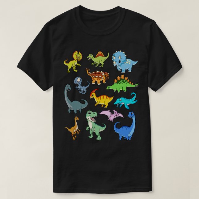 Många kawaiidinosaurier t shirt (Design framsida)