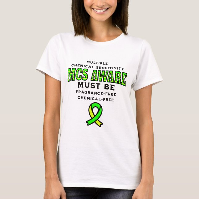 Många Kemisk känslighet MCS-medvetenhet T Shirt (Framsida)