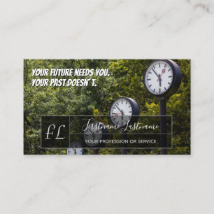 Många klockor - grått-rektangulär monogram b visitkort