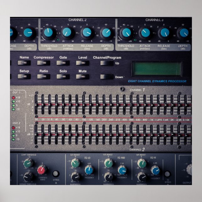 Många knappar i Ljud Mixer Studio Poster (Framsidan)