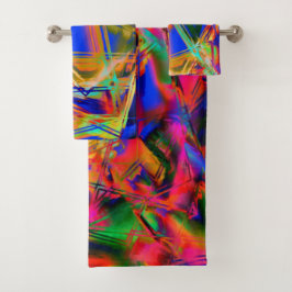 Många krökta fyrkanter med färgfulla "penseldrag"