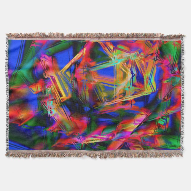 Många krökta fyrkanter med färgfulla "penseldrag" filt (Framsidan)