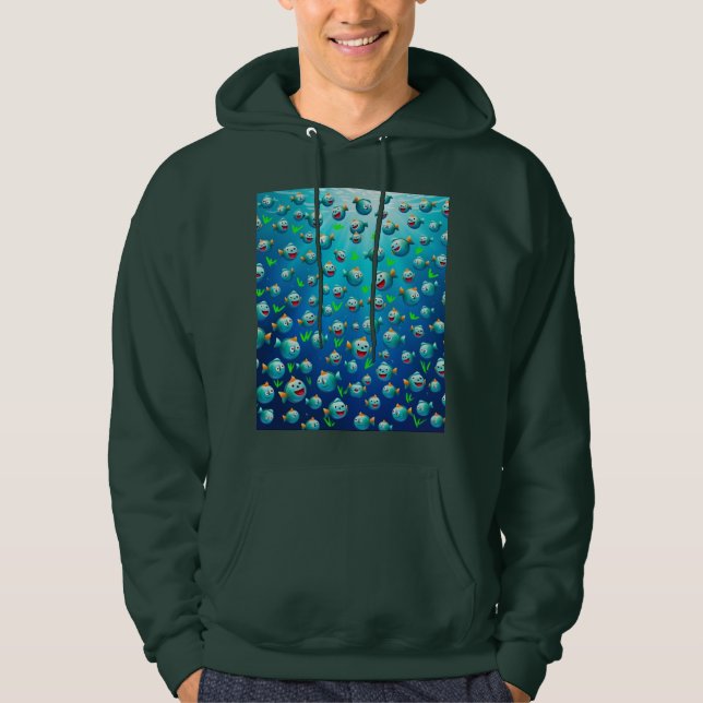 Många leende fiskar hoodie (Framsida)