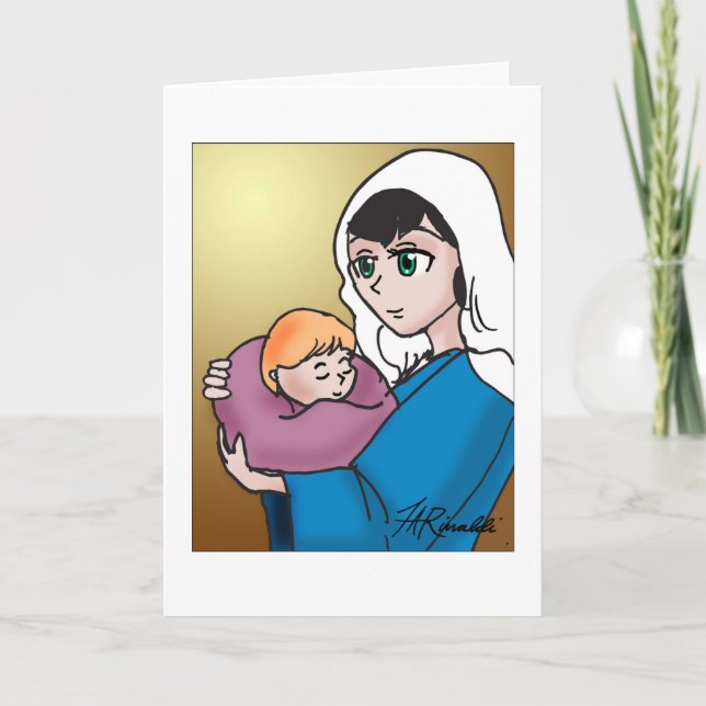 Manga Madonna Illustrated Christmas Card Helgkort (Framsida)