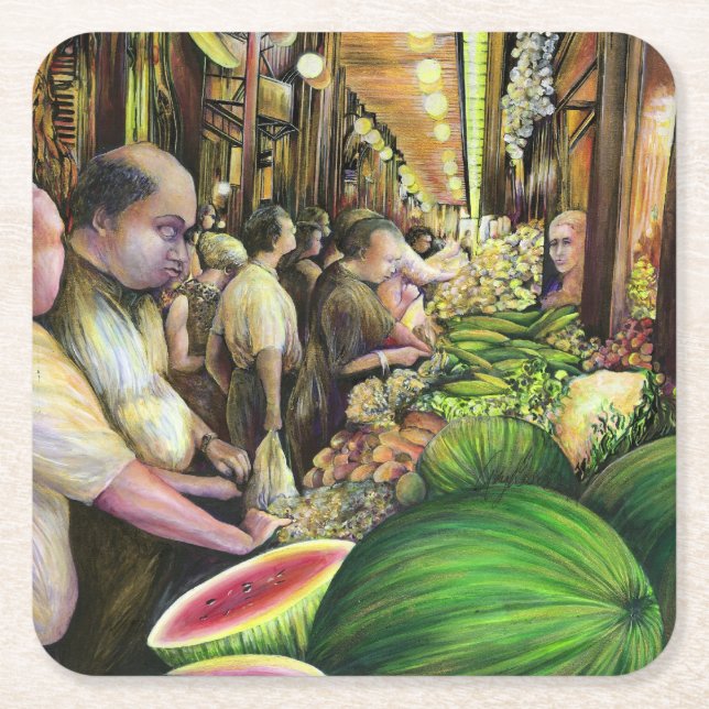 Många Manar, många meloner, Budapest Underlägg Papper Kvadrat (Framsidan)