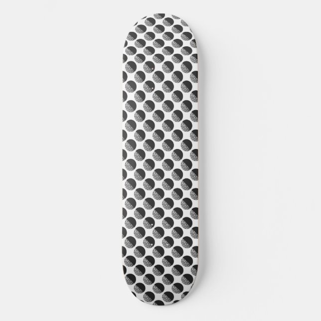 Många månar svart och vit mönster mini skateboard bräda 18,5 cm (Framsida)