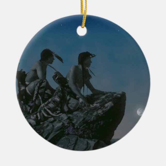 Många måne sedan julgransprydnad keramik (Framsidan)