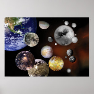 Många Måne Space Art NASA Poster