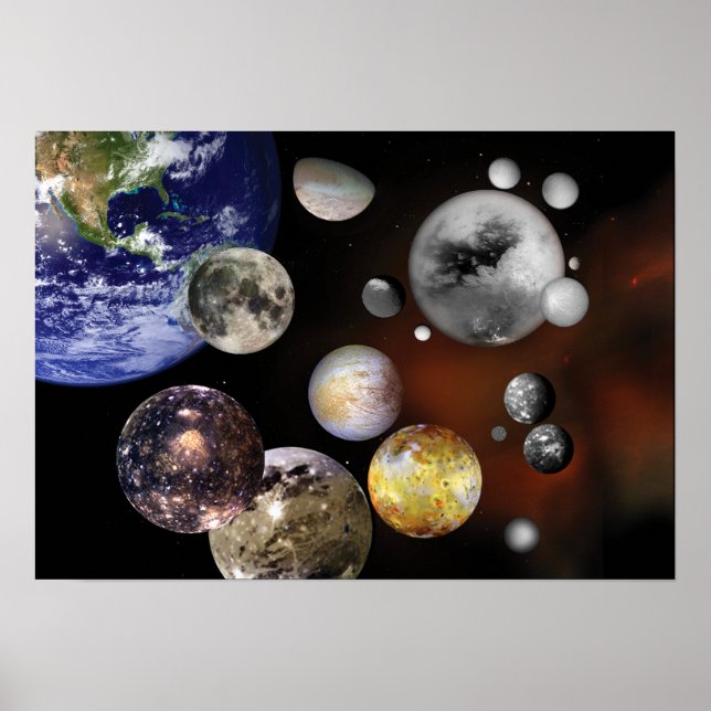 Många Måne Space Art NASA Poster (Framsidan)