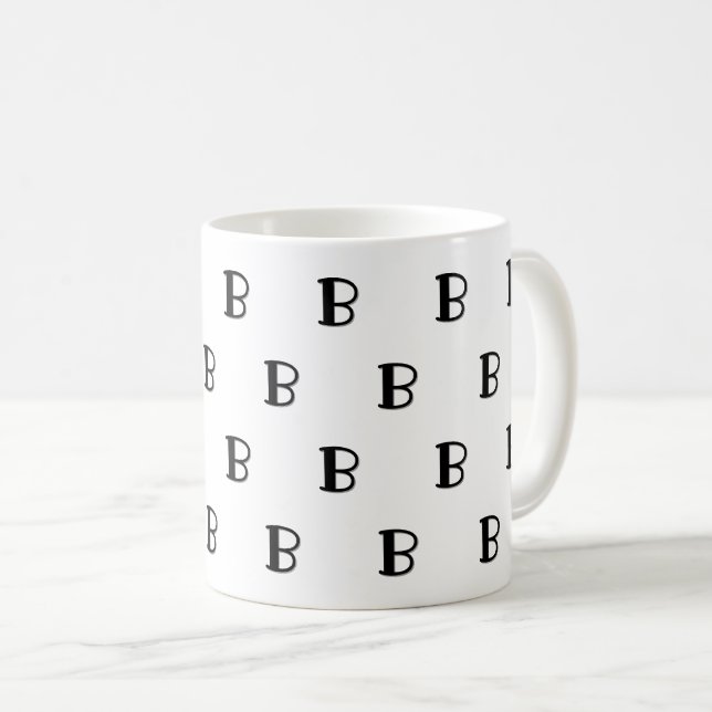 Många monogram anpassade feta bokstäver mönster kaffemugg (Framsida höger)