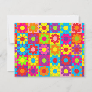 Många Multifärgad Flower Power Inbjudningar