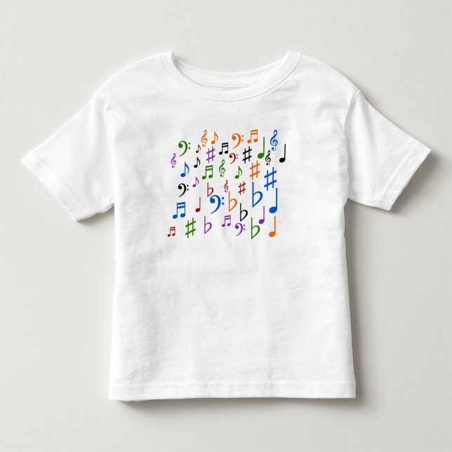 Många Musik noter och symboler T Shirt (Framsida)
