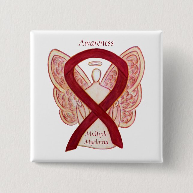 Många Myeloma Angel Awareness Ribbon Stift Knapp (Framsida)