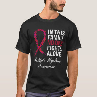 Många Myeloma Awareness Burgundy Ribbon Family T Shirt