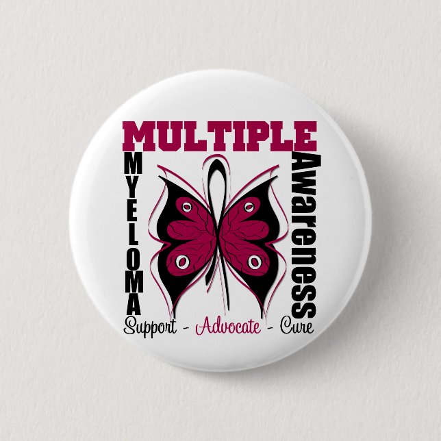 Många Myeloma Awareness Butterfly Knapp (Framsida)