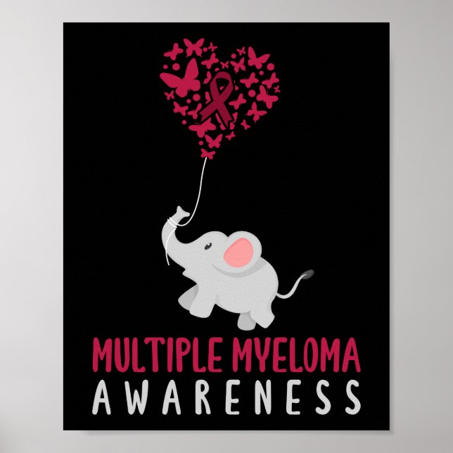 Många Myeloma Awareness Elephant Poster (Framsidan)