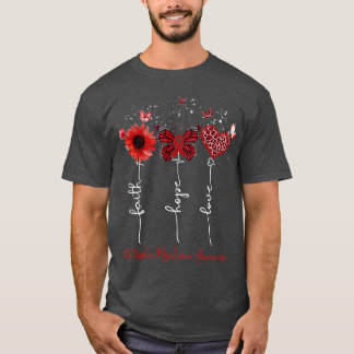 Många Myeloma Awareness Faith Hope Kärlek Leopard T Shirt