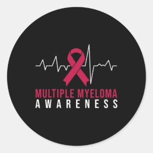 Många Myeloma Awareness Heartslag Runt Klistermärke