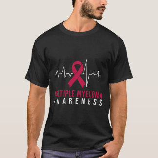 Många Myeloma Awareness Heartslag T Shirt