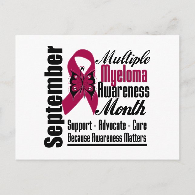 Många Myeloma Awareness Month Butterfly v5 Vykort (Framsida)