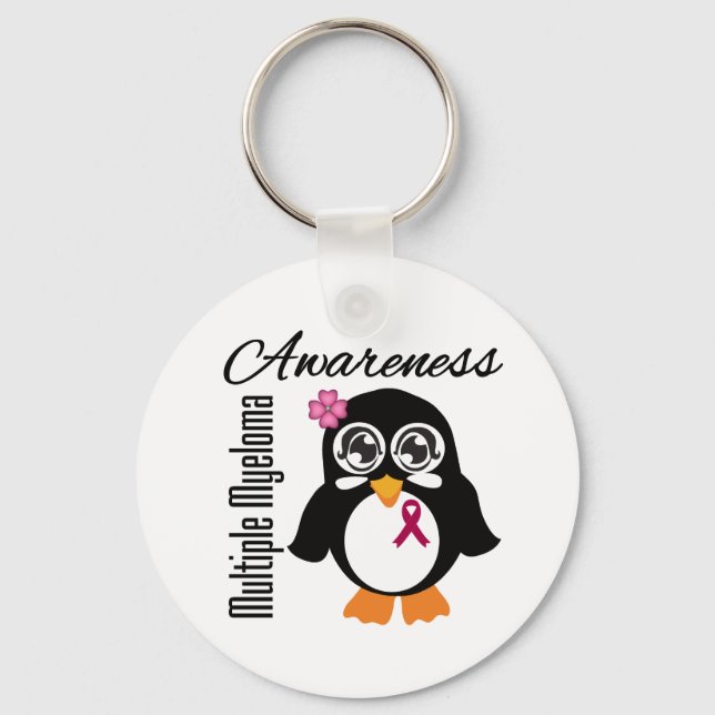 Många Myeloma Awareness Penguin Nyckelring (Framsida)