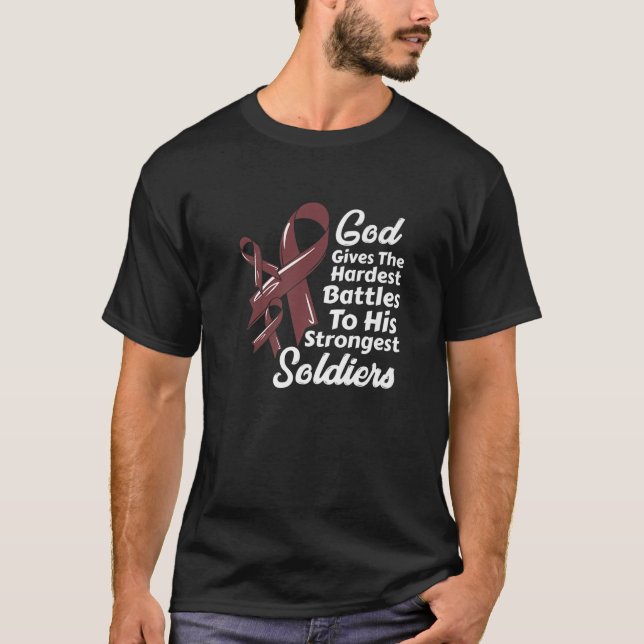 Många Myeloma Awareness Ribbon Chemo Faith Sold T Shirt (Framsida)