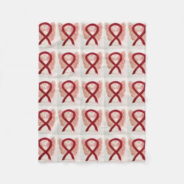 Många Myeloma Awareness Ribbon Fleece Blanket (Framsidan)