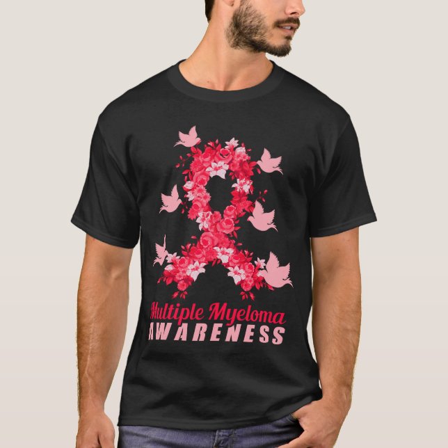 Många Myeloma Awareness Support Birds T Shirt (Framsida)