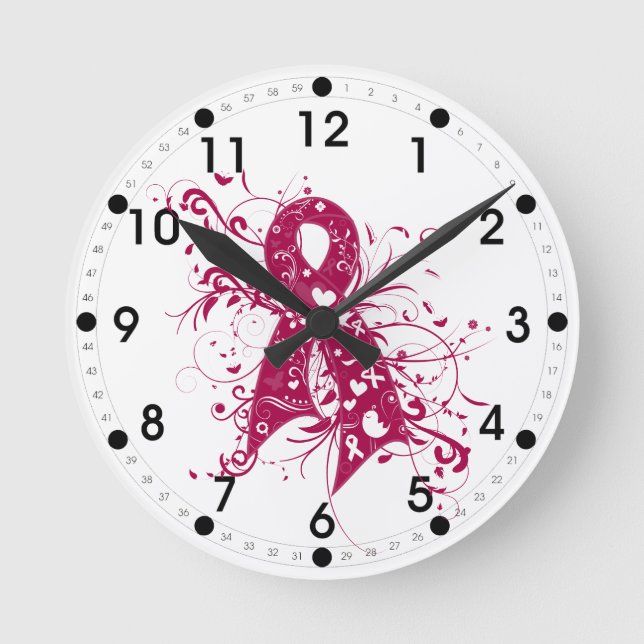 Många Myeloma Awareness Swirl Ribbon Rund Klocka (Framsida)