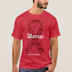 Många Myeloma Awareness Warrior Burgundy Ribbon T Shirt