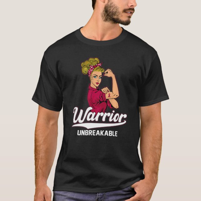 Många Myeloma Awareness Warrior Obrytable Gir T Shirt (Framsida)