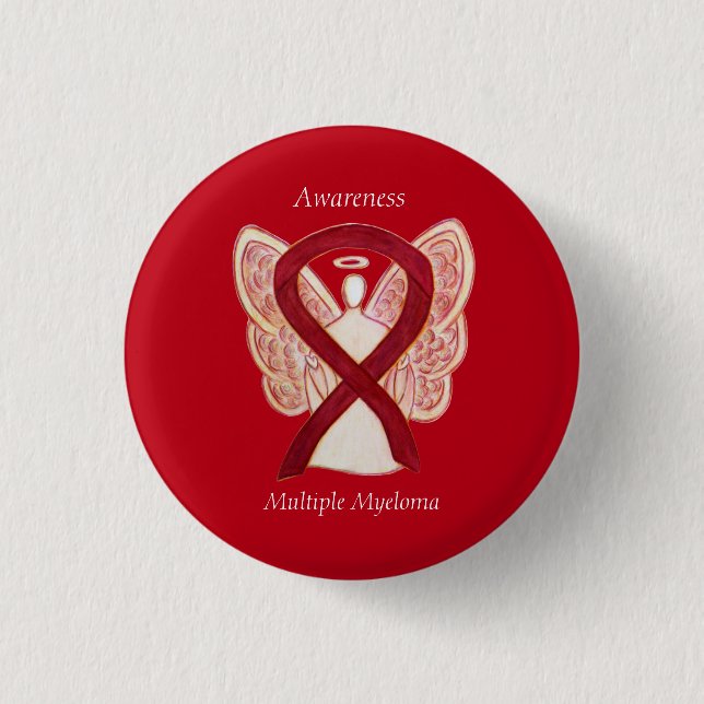 Många Myeloma Cancer Angel Awareness Ribbon Pin Knapp (Framsida)