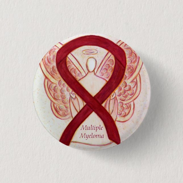 Många Myeloma Cancer Angel Awareness Ribbon Pin Knapp (Framsida)