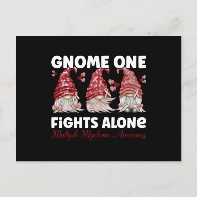 Många Myeloma Cancer Burgundy Ribbon Gnome Vykort (Framsida)