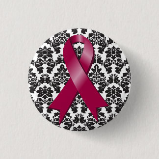 Många Myeloma Damask Burgundy Ribbon Knapp