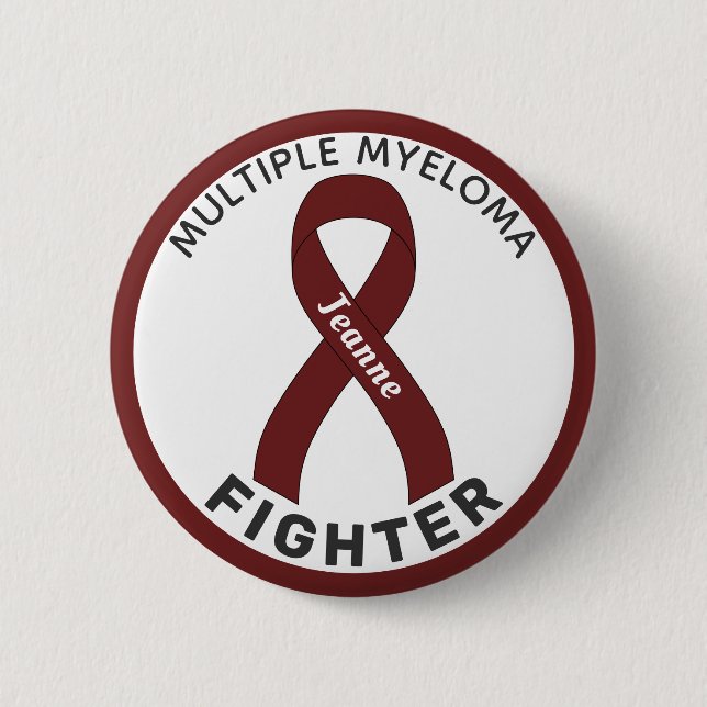 Många Myeloma Fighter Ribbon White Button Knapp (Framsida)