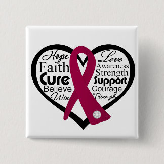 Många Myeloma Hjärtat Ribbon Collage Knapp