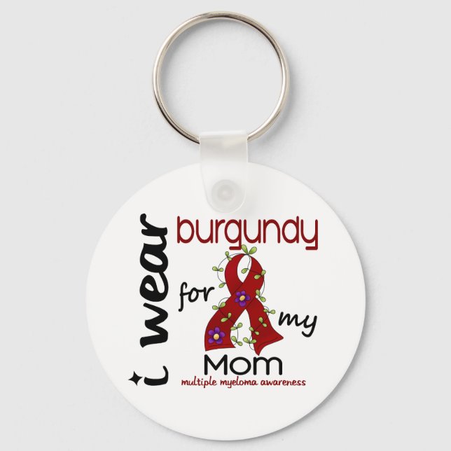 Många Myeloma I BÄRA BURGUNDY FÖR MY MAMMA 43 Nyckelring (Framsida)