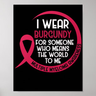 Många Myeloma Medvetenhet I Bära Burgundy för Poster