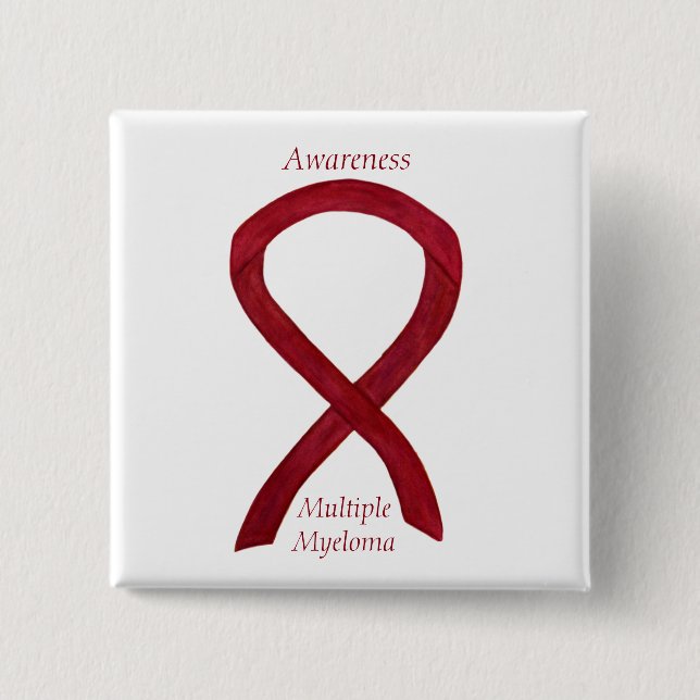 Många Myeloma Medvetenhet Ribbon Anpassningsbar St Knapp (Framsida)