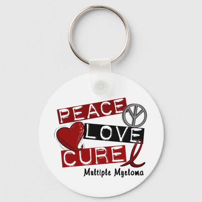 Många Myeloma PEACE KÄRLEK CURE 1 Nyckelring (Framsida)