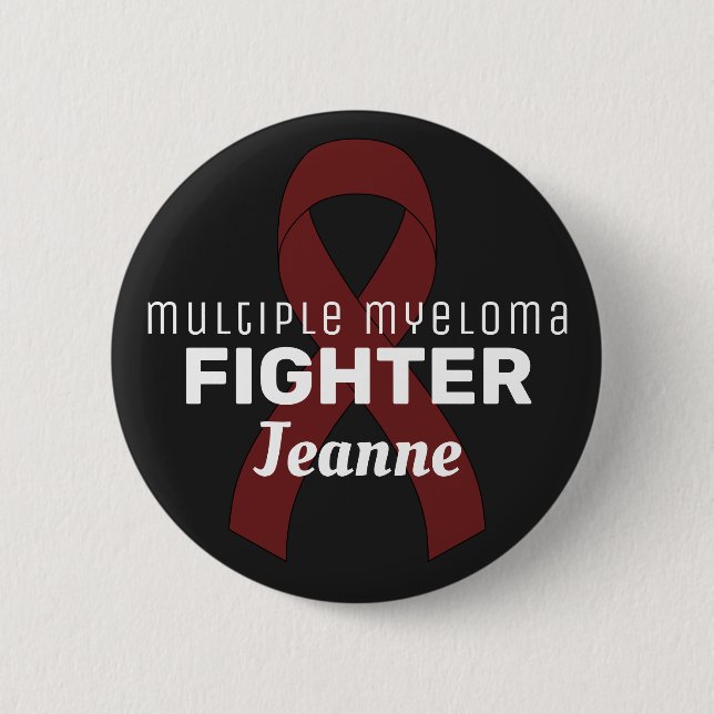 Många Myeloma Ribbon Black Button Knapp (Framsida)