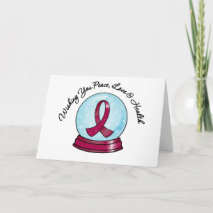 Många Myeloma Ribbon God jul Snowglobe Helgkort