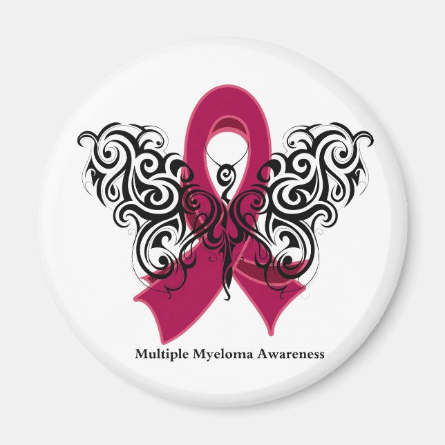 Många Myeloma Tribal Butterfly Ribbon Magnet (Framsidan)