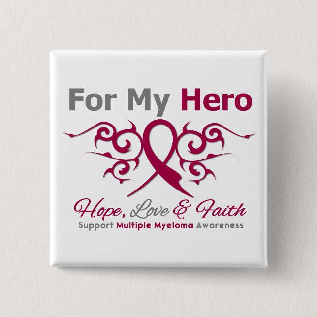 Många Myeloma Tribal Ribbon Hero Knapp (Framsida)