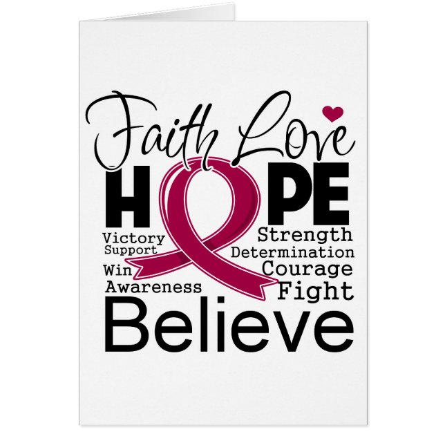 Många Myeloma Typografiska Faith Kärlek Hope Hälsningskort (Framsidan)